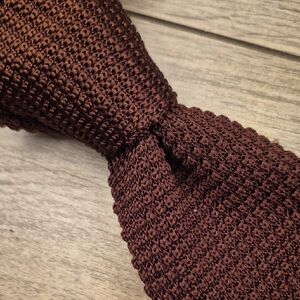 ROBERT TALBOTT Carmel Brown Weave Knit Pattern Silk Skinny Mens Tie